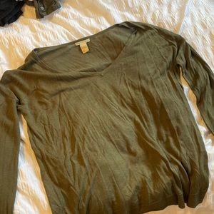 Green V neck sweater